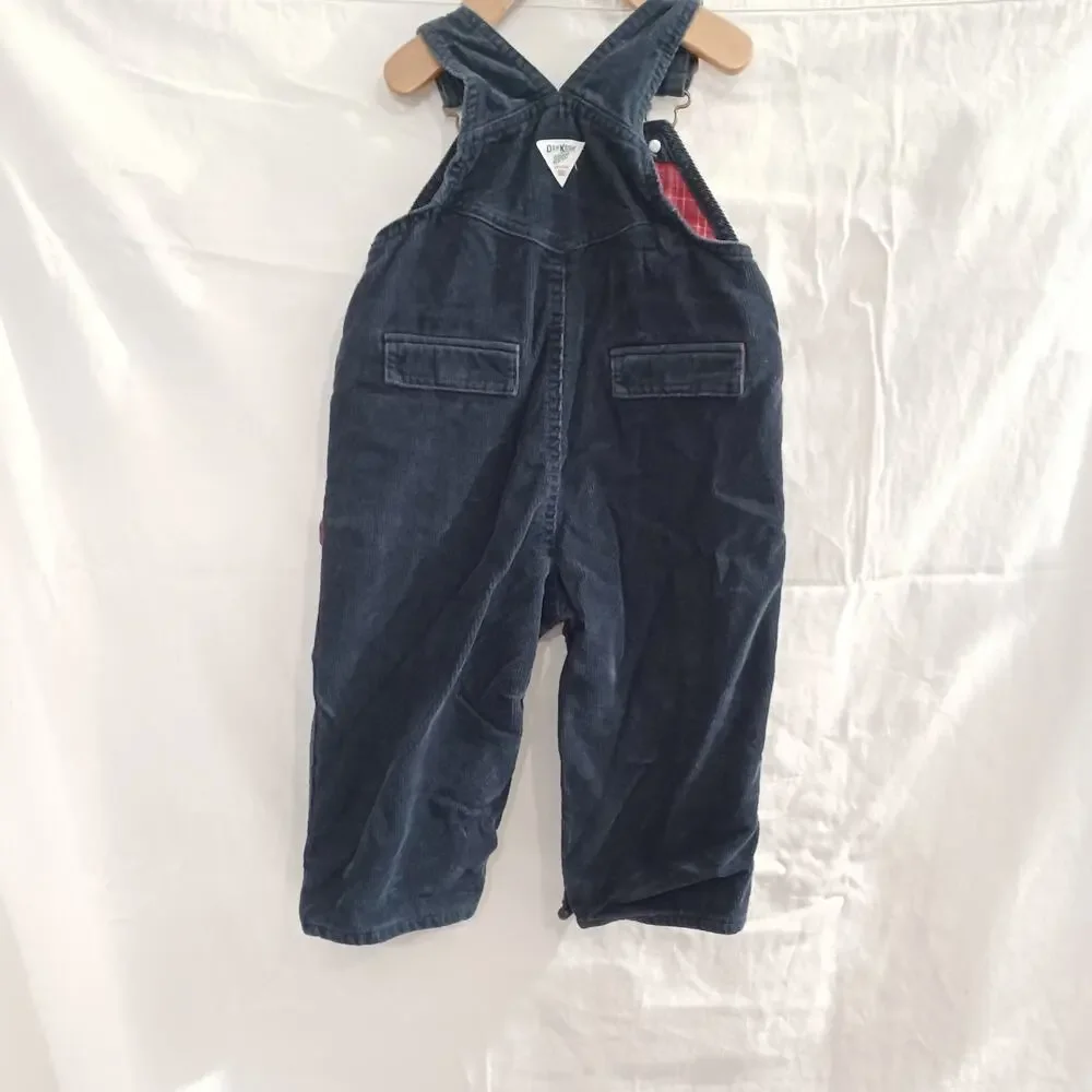 OshKosh b'gosh size 18 months‎ blue corduroy overalls flannel liner